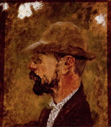 Portræt af maleren Henri de Toulouse Lautrec efter profil (olie på lærred)
