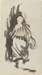 Vandrende figur set bagfra