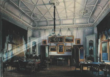Blå studie af kejser Alexander II (1818-81) i gårdpaladset, 1860 (wc på papir)