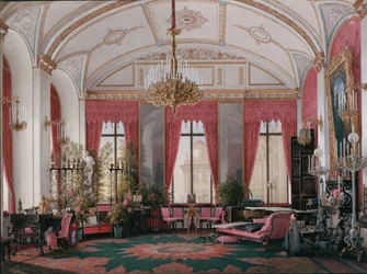 Interiør af Vinterpaladset. Hindbærstudiet af kejserinde Maria Alexandrovna, 1860