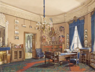 Interiør af Vinterpaladset. Studiet af kronprins Nikolay Aleksandrovich, 1865