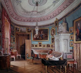 Udsigt over værelset til Paul I (1754-1801) en Gatchina-akvarel af Eduard (Edward) Hau (1807-1870) 1877 Sankt Petersborg, Eremitagemuseet