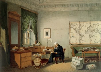 Baron Alexander von Humboldt (1769-1859) i sit arbejdsværelse