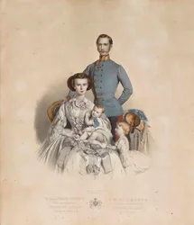 Frans Josef 1. og Elisabeth af Østrig med børnene Gisela og Rudolf