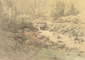 Landskab med klipper i en flod nær Kronau, 1800-begyndelsen af det 20. århundrede.