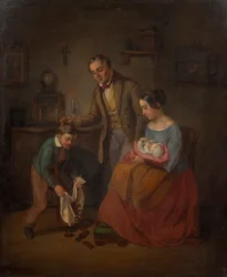 Familie ved Nikolo gaveoverrækkelse