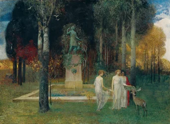 Nymfer ved springvandet, ca. 1905 (olie på lærred)