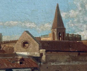 Terrassen, af Edoardo Dalbono (1841-1915), olie på panel, 45x30 cm. Detalje.