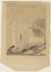 En båd bundet til en mole, 1892