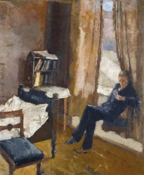 Andreas Reading par Munch, Edvard (1863-1944). Olie på pap, størrelse: 57x48, ca. 1882, Privat Samling