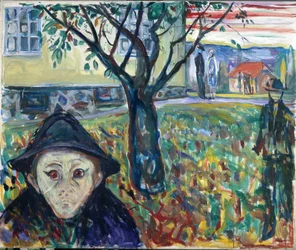 Jalousi i haven - Edvard Munch (1863-1944). Olie på lærred