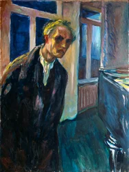 Selvportræt eller mand, der går om natten, maleri af Edvard Munch (1863-1944), 1923-1924. H. 89,5 x 67,5 cm. Oslo, Kommunes Kunstsamlinger, Munch-Museet (Munch-museet)