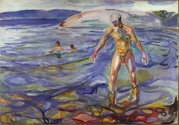 Bademandens maleri af Edvard Munch (1863-1944) 1918 søn. 138x199,5 cm Oslo, Kommunale kunstsamlinger
