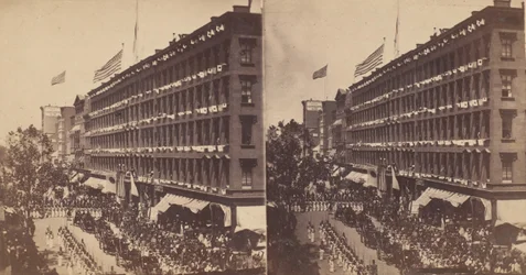 Ambassaden forlader Metropolitan til rådhuset, 1860.