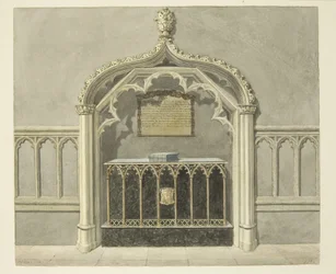 Monument til Mary Grosett i Bristol Cathedral (blyant og akvarel på papir)
