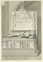 Monument til Sir Henry Newton og Lady Newton i Bristol Cathedral (blyant og akvarel på papir)