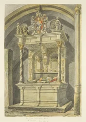 Monument til Sir John Newton, Bart., i Bristol Cathedral (blyant og akvarel på papir)