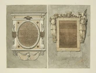 Monumenter til Bishop Searchfield, Dean Chetwynd og Mrs. Weeks i Bristol Cathedral (blyant og akvarel på papir)