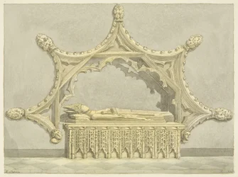 Abbed Knowles grav i Bristol Cathedral (blyant og akvarel på papir)
