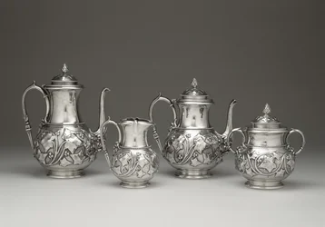 Kaffe og te service, ca. 1856-1859 (sølv og elfenben)