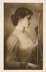 Et portræt. Gengivelse af maleriet af den prærafaelitiske kunstner Edward Burne-Jones.