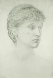 Portræt af Madeleine Wyndham (grøn kridt på papir)