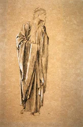 Study for Danae, ca. 1885 (sort-hvidt kridt på brunt papir)