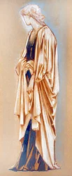 Studie af en draperet figur (gouache, blæk og kropsfarve på papir)