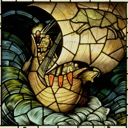 Vikingeskib (farvet glas)