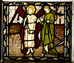 Amor og Alcestis, Morris & Co. panel fra "Legend of Good Wimmen" af Geoffrey Chaucer, 1864