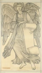 Engel med rulle - figur nummer ni, 1880 (kridt på papir)