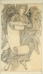 Engel med rulle - figur nummer syv, 1880 (kridt på papir)