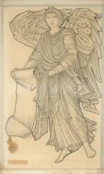 Engel med rulle - figur nummer ti, 1880 (kridt på papir)