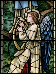 Wilden, All Saints, Morris & Co., Edward Burne-Jones, John Henry Dearle (1859-1932), Angels Of Paradise, Angel Musicians, detaljer, 1902-1914, Louisa, Alfred, The Baldwins, Premierminister, Methodist, Wo