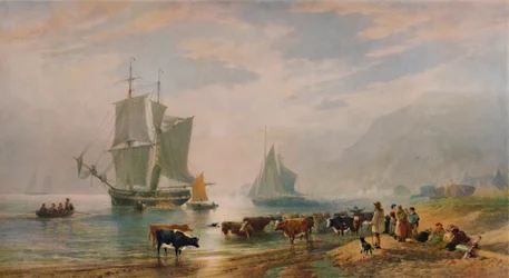 En sommeraften: Landing af kvæg, 1858, 1935