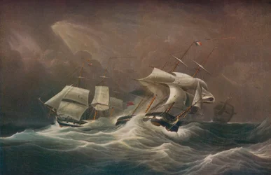 H.M.S. Utrætteligt engagerende den franske Droits-De-LHomme, 1797, 1829