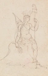 An Allegory of America Carrying the Cap of Liberty, ca. 1760-1848 (pen, sort blæk, grafit og rødt kridt)
