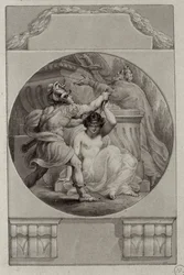 Kriger ofrer en ung kvinde (tegning)