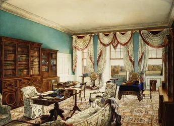Biblioteket, Binfield, Berkshire, med udsigt over parken,