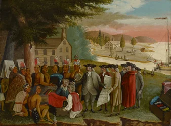 Penns traktat med indianerne, ca. 1830-40 (olie på lærred)