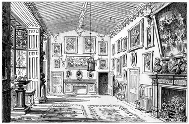 Den store sal i Charlecote Park, Warwickshire, 1885.