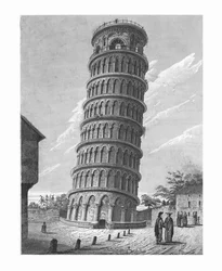 Det skæve klokketårn i Pisa, c1824.