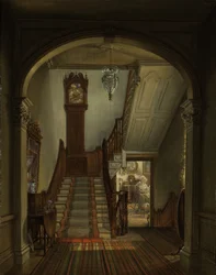 Gammelt ur på trappen, 1868