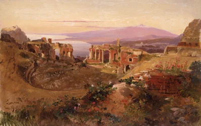 Udsigt over Taormina, Sicilien