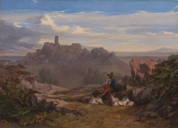 Landskab med gedehyrde, ca. 1842.