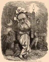 Tegneserie af Wilkie Collins (1824-1889) forfatter