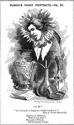 Oscar Wilde (1854-1900) irsk dramatiker, romanforfatter, digter og vid. Tegnefilm af Edward Linley Sambourne fra hans 