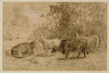 Landskab med fire køer, ca. 1880
