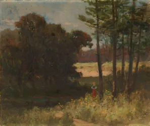 Unavngivet landskab med træer og kvinde, 1894.