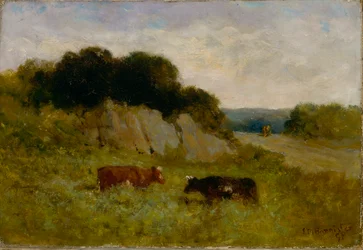 Unavngivet landskab med to køer, 1898.